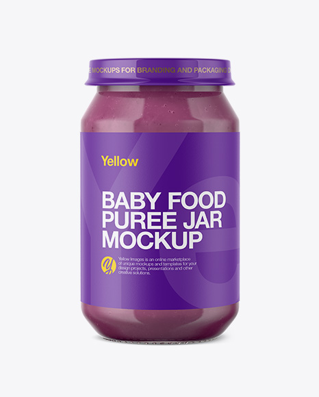 Baby Food Apple And Blueberry Puree Jar Mockup