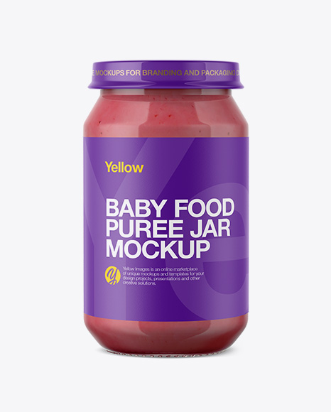 Baby Food Strawberries And Cream Puree Jar Mockup