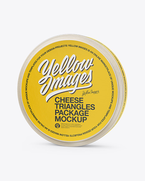 8 Cheese Triangles Package Mockup - Half Side View
