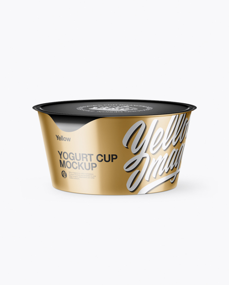Metallic Yogurt Cup Mockup (High-Angle Shot)