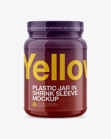 Plastic Jar in Shrink Sleeve Mockup