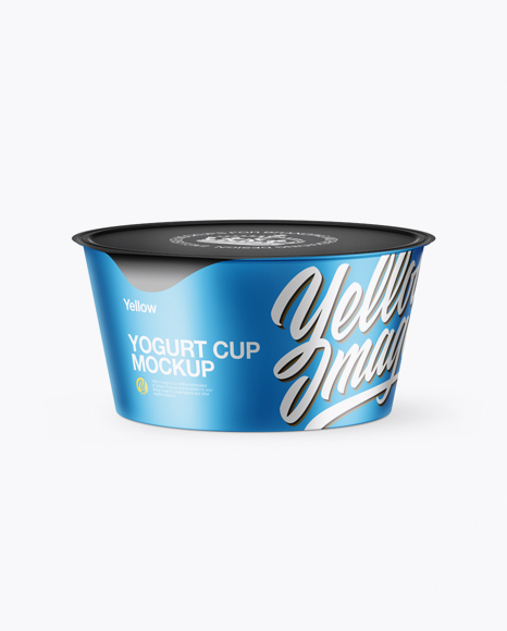Matte Metallic Yogurt Cup Mockup (High-Angle Shot)