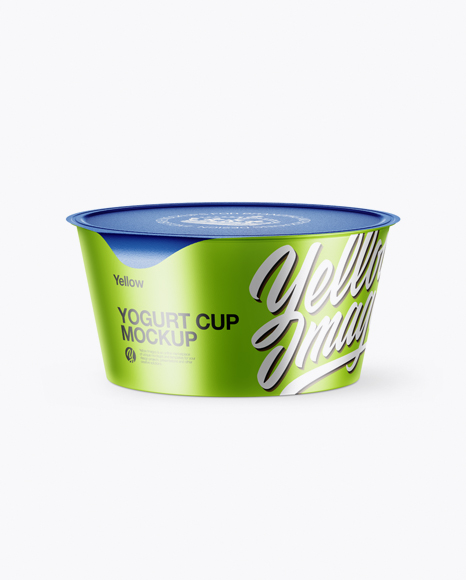 Textured Metallic Yogurt Cup Mockup (High-Angle Shot)