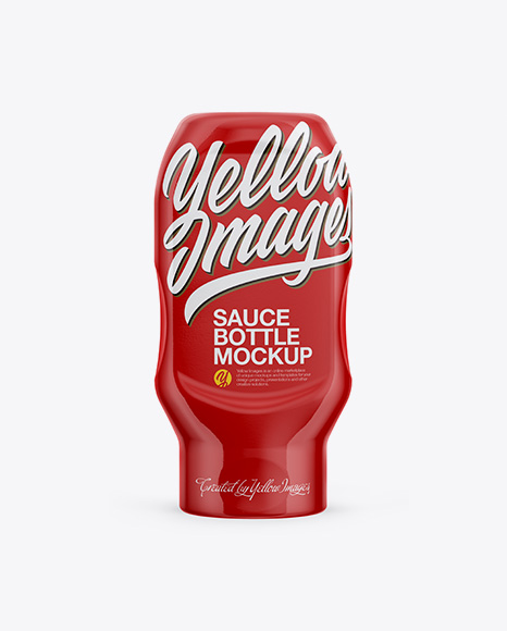 Plastic Bottle with Sauce in Shrink Sleeve Mockup
