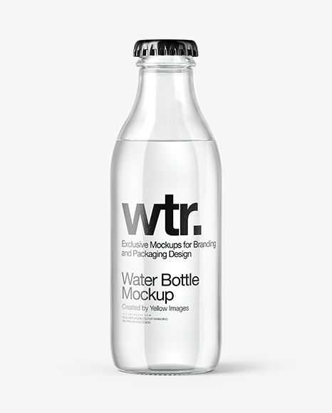 180ml Clear Glass Water Bottle Mockup