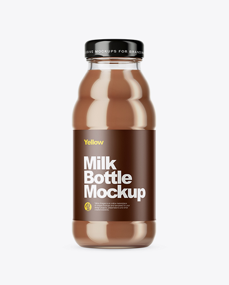 Clear Glass Chocolate Milk Bottle Mockup