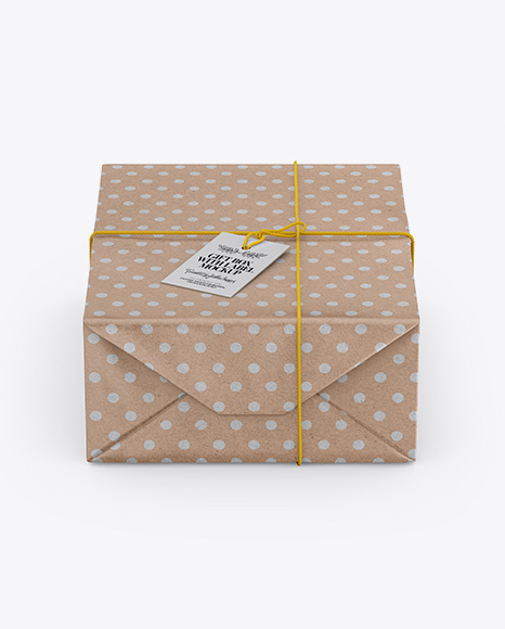 Kraft Paper Gift Packaging Mockup - Front View (High Angle Shot)