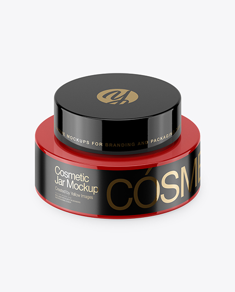 50ml Glossy Plastic Cosmetic Jar Mockup (High-Angle Shot)