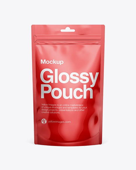 Glossy Stand-Up Pouch Mockup - Front View