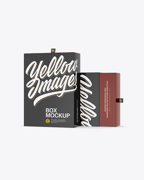 Two Glossy Boxes Mockup W/ Label - Half Side View