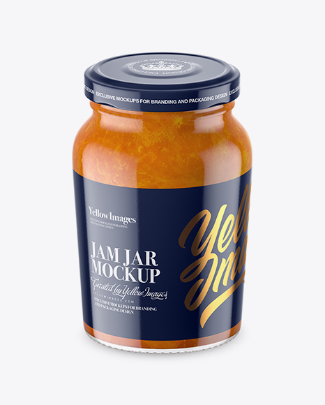 Clear Glass Jar with Apricot Jam Mockup - High-Angle Shot