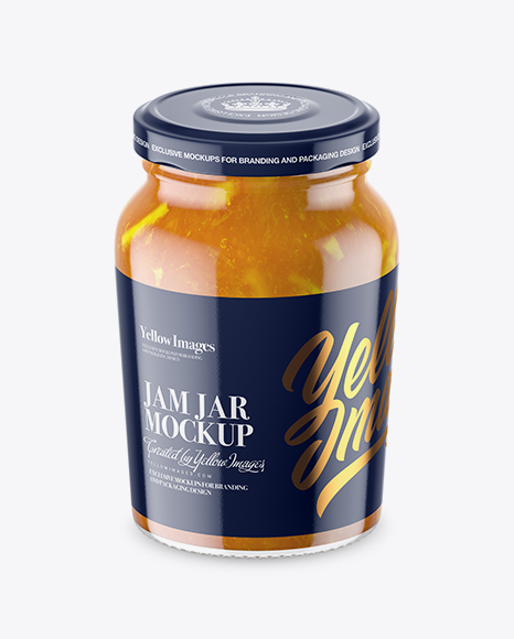 Clear Glass Jar with Orange Jam Mockup - High-Angle Shot
