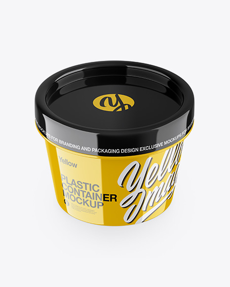 Glossy Container Mockup - Front View (High-Angle Shot)