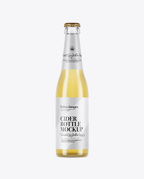 Clear Glass Bottle With Cider Beer Mockup