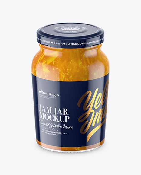 Clear Glass Jar with Orange Jam Mockup - High-Angle Shot