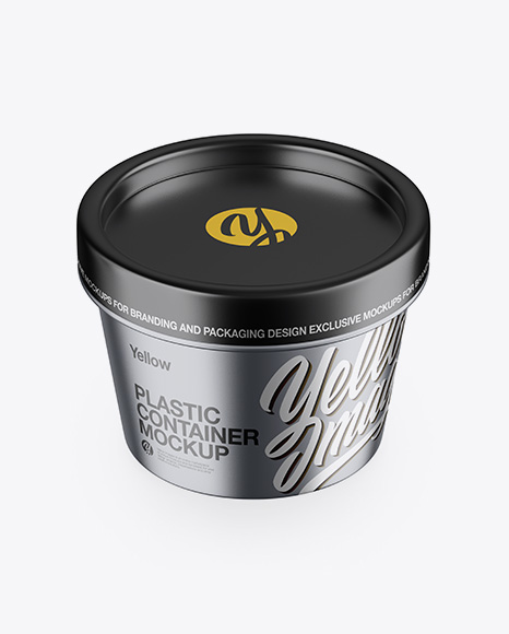 Matte Metallic Container Mockup - Front View (High-Angle Shot)