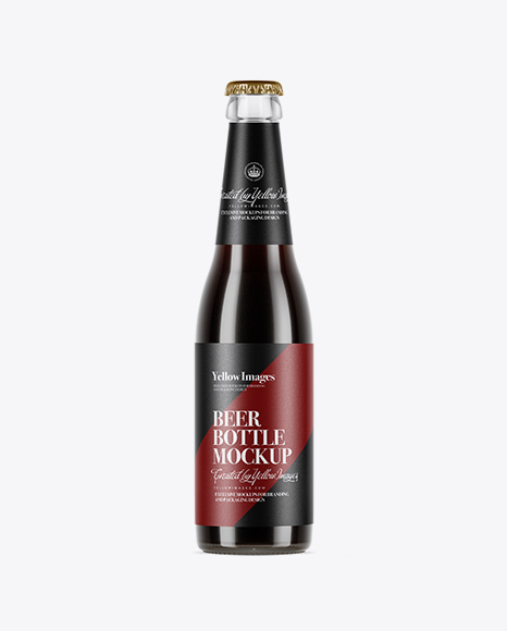 Clear Glass Bottle With Brown Ale Mockup