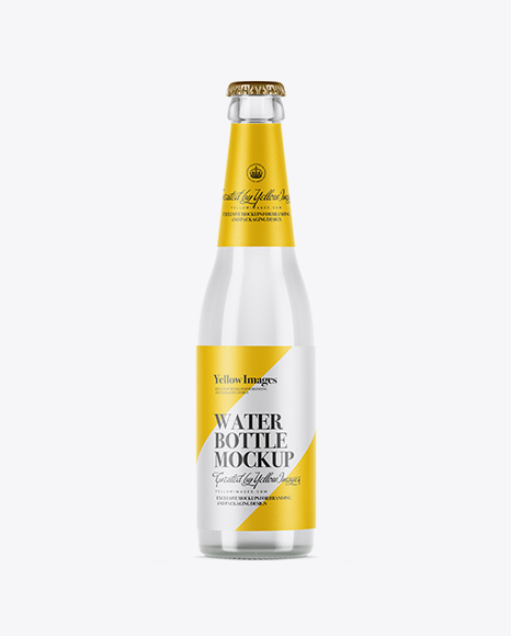 Clear Glass Bottle With Tonic Water Mockup