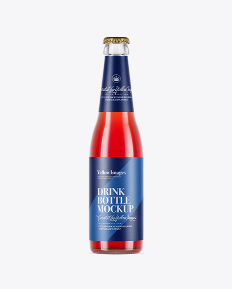 Clear Glass Bottle With Red Drink Mockup