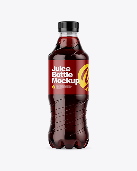 Clear PET Bottle with Cherry Juice Mockup
