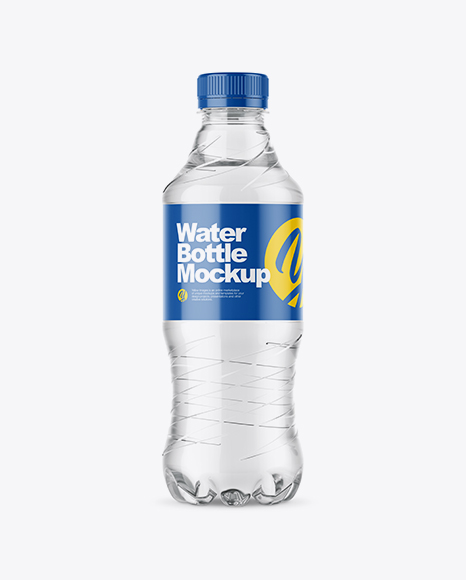 Clear PET Bottle with Water Mockup