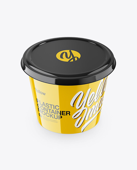 Glossy Plasic Container Mockup - High-Angle Shot