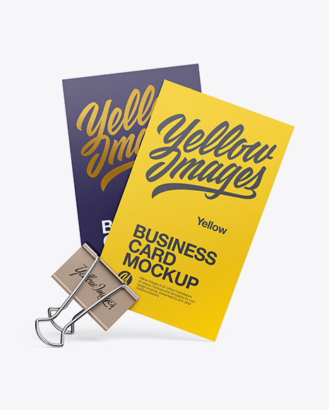 Two Business Cards With Binder Mockup