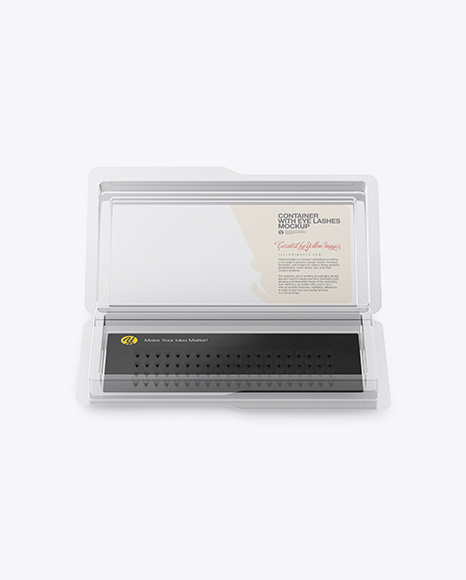 Opened Transparent Box with Lashes Mockup - Front View
