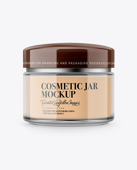 Clear Cosmetic Jar With Cream Mockup