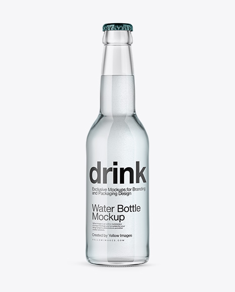 330ml Clear Glass Water Bottle Mockup