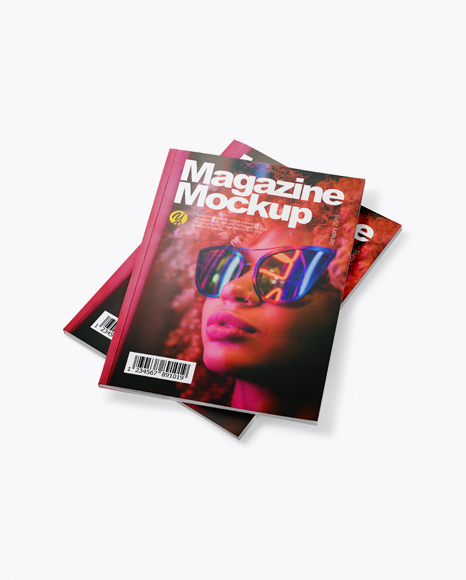 Two Magazines Mockup - Top View