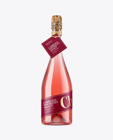 Clear Bottle With Pink Wine Mockup