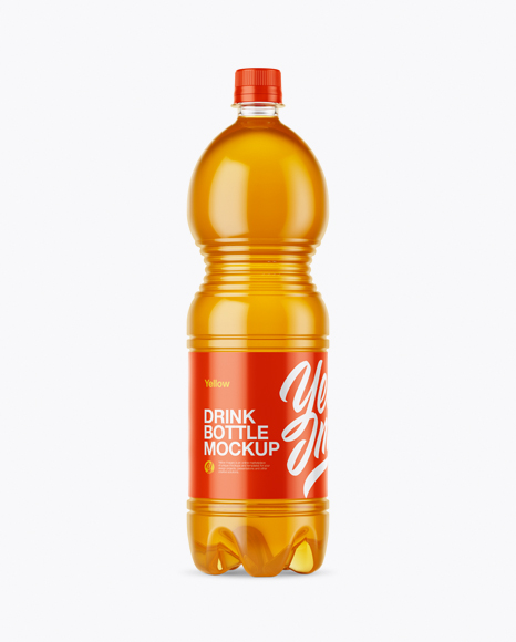 1.5L Clear Plastic Orange Drink Bottle Mockup