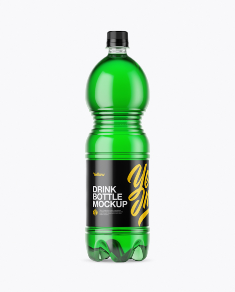 1.5L Clear Plastic Green Drink Bottle Mockup