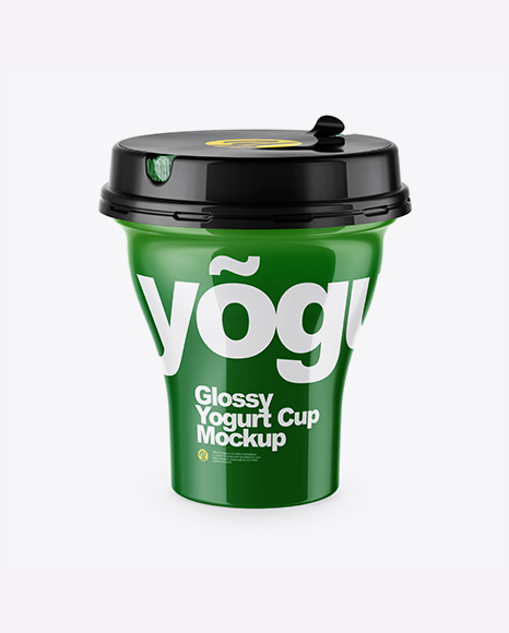 Glossy Yogurt Cup Mockup (High-Angle Shot)
