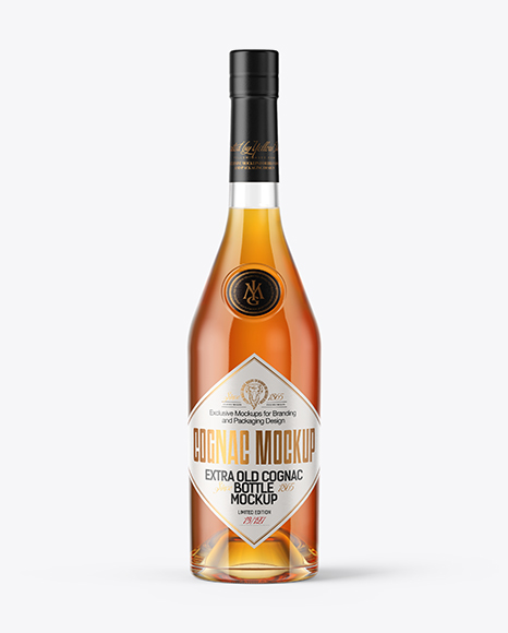 Cognac Bottle with Wooden Cap Mockup
