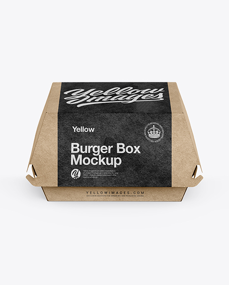 Kraft Burger Box Mockup - Front View (High-Angle Shot)
