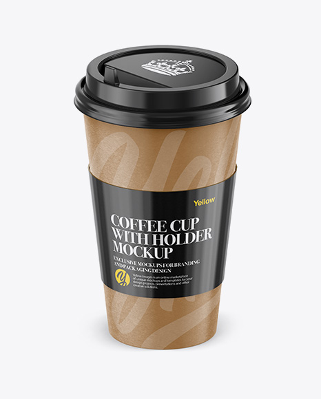 Paper Coffee Cup With Sleeve Mockup - Front View (High-Angle Shot)