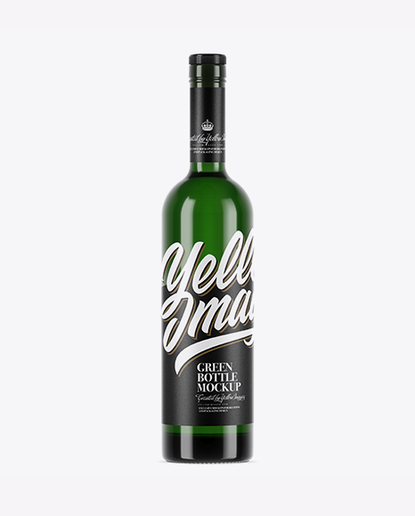Green Glass Bottle With White Wine Mockup