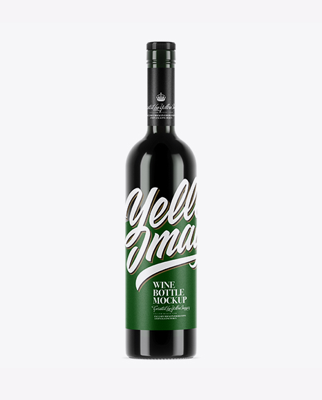 Green Glass Bottle With Red Wine Mockup