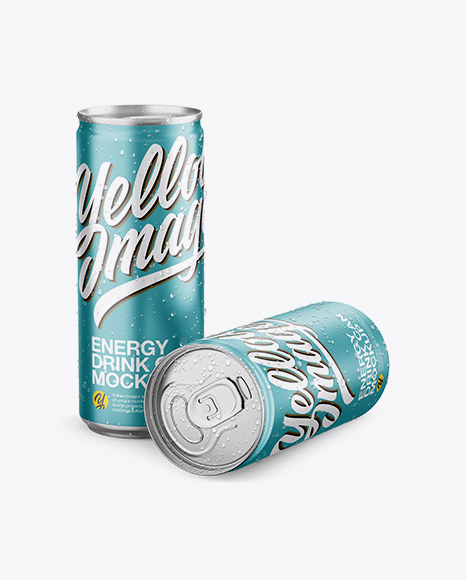 Two Aluminium Cans With Condensation & Metallic Finish Mockup