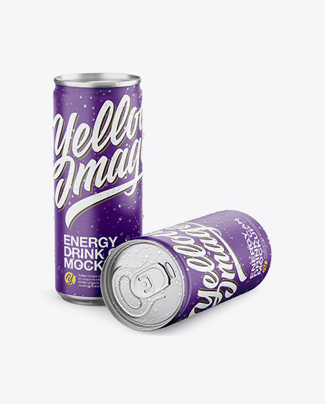 Two Matte Aluminium Cans With Condensation Mockup