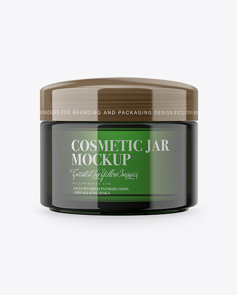 Green Cosmetic Jar Mockup