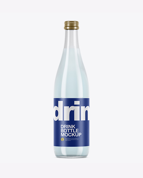Clear Glass Blue Drink Bottle Mockup