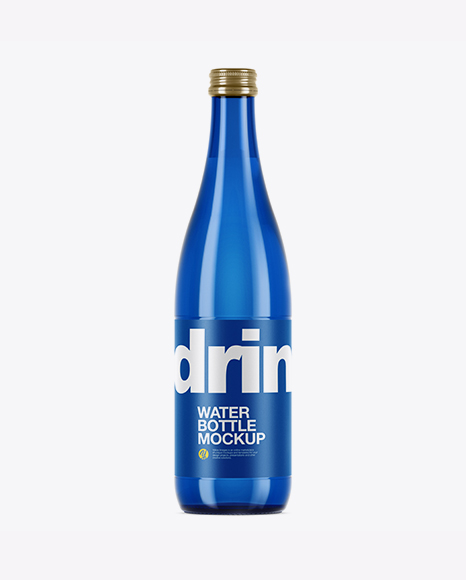 Blue Glass Water Bottle Mockup