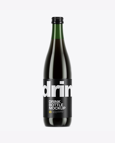 Green Glass Bottle With Dark Drink Mockup