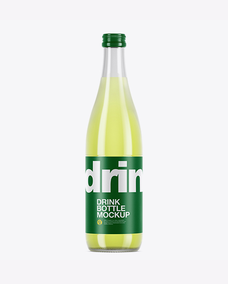 Clear Glass Bottle With Lime Drink Mockup