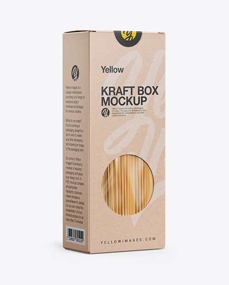 Kraft Box with Pasta Mockup - Half Side View