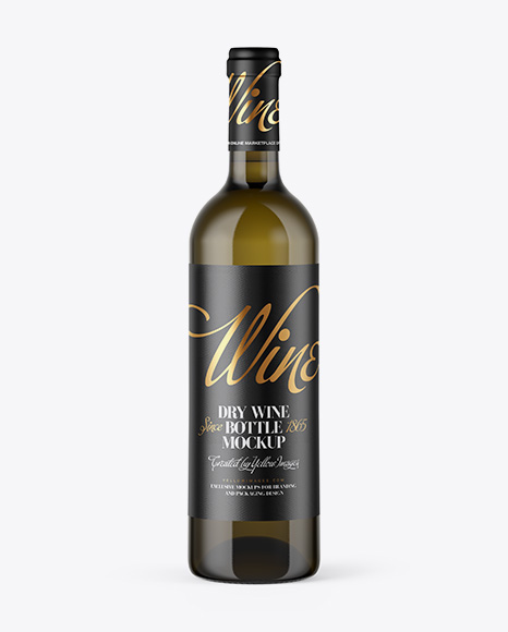 Antique Glass Bottle With White Wine Mockup