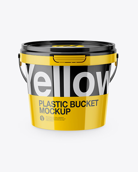 Glossy Plastic Bucket Mockup - High-Angle Shot